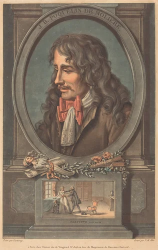 J. B. Poquelin de Molière by Pierre-Michel Alix; Jean-François Garnerey, print, 1796