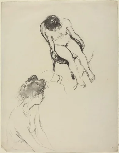Two Nude Figure Studies by Edouard Vuillard, drawing, 1900-1905