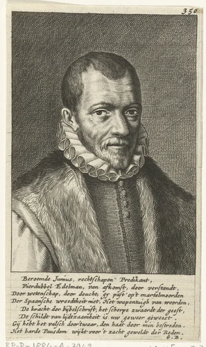 Portret van Franciscus Junius (I) by Hendrik Bary, print, 1657-1707