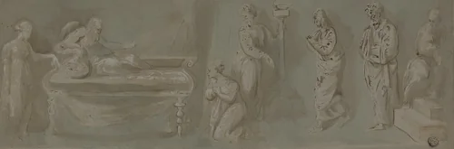 David Promises Bathsheba that Solomon Will Rule by Raphael, drawing, 1700-1899