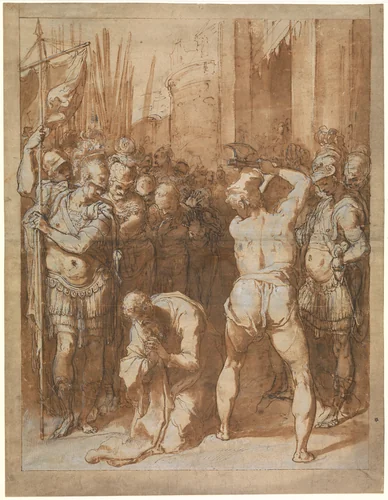 The Martyrdom of Saint Paul by Taddeo Zuccaro, drawing, 1554-1561