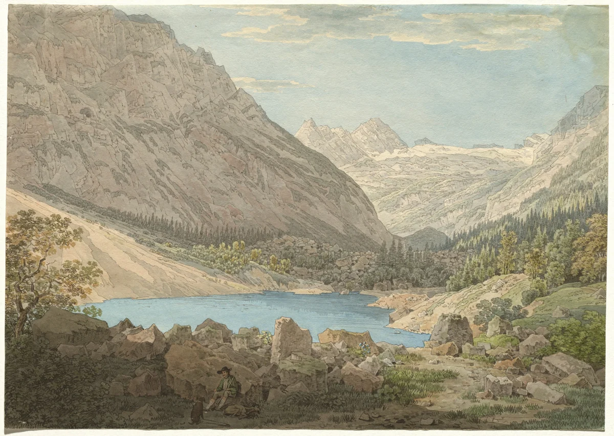 "The Blue Pool" in the Rein Valley near Garmisch by Max Joseph Wagenbauer, drawing, 1806