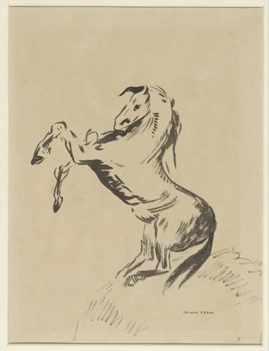 Springend paard op wolken (Pegasus?) by Odilon Redon, drawing, 1903-1907
