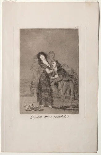 Which of Them is the More Overcome?, Plate 27 by Francisco de Goya, print, 1799