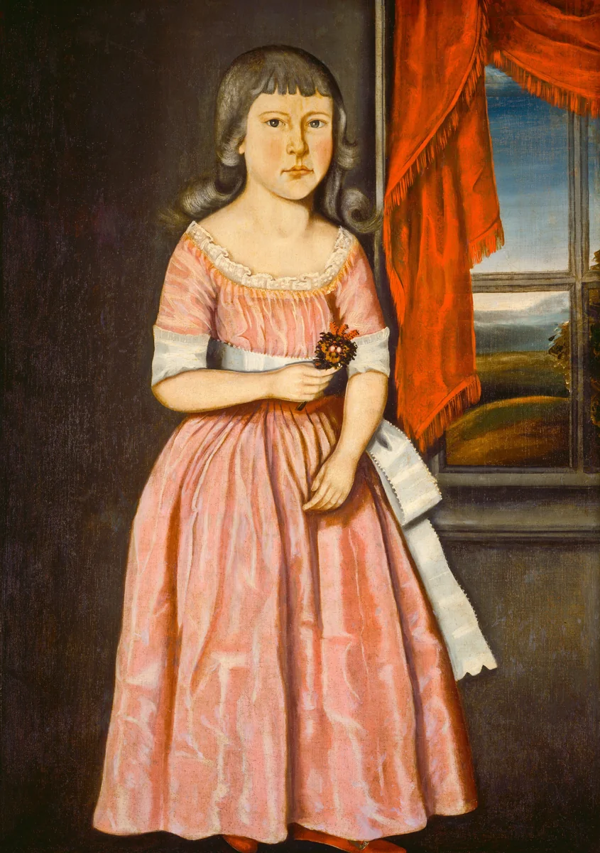 Girl in a Pink Dress by The Beardsley Limner, painting, 1790