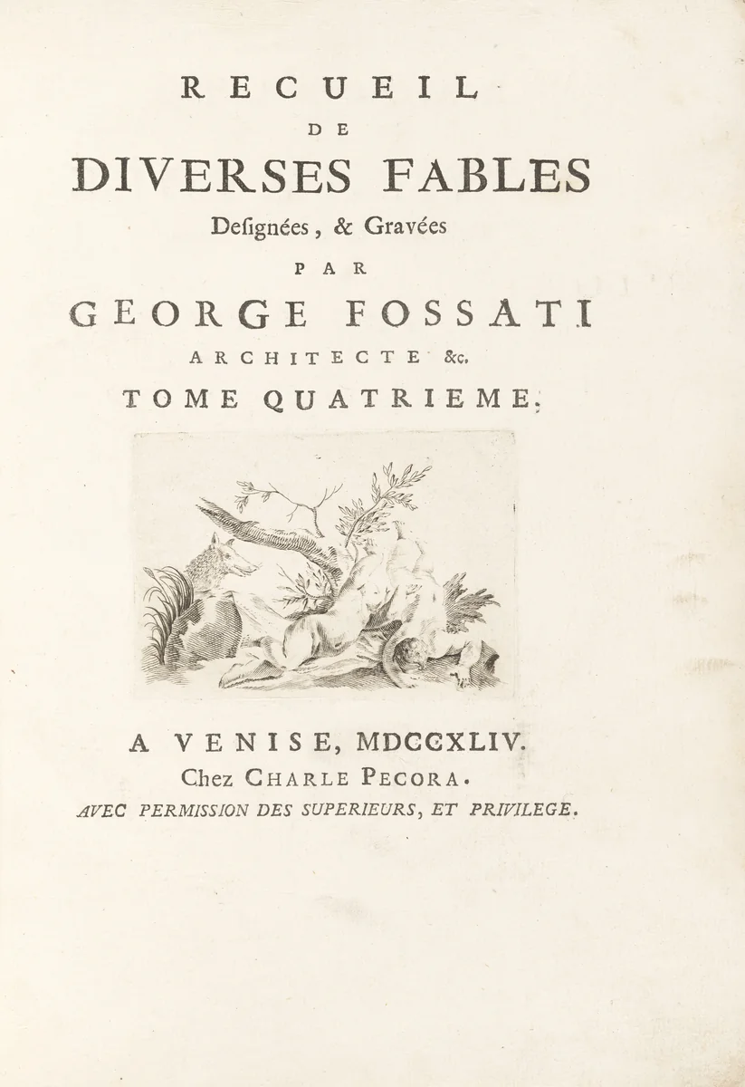 Raccolta di Varie Favole delineate ed incise in rame (Tome 4-6) by Giorgio Fossati; Jean de La Fontaine, volume, 1744