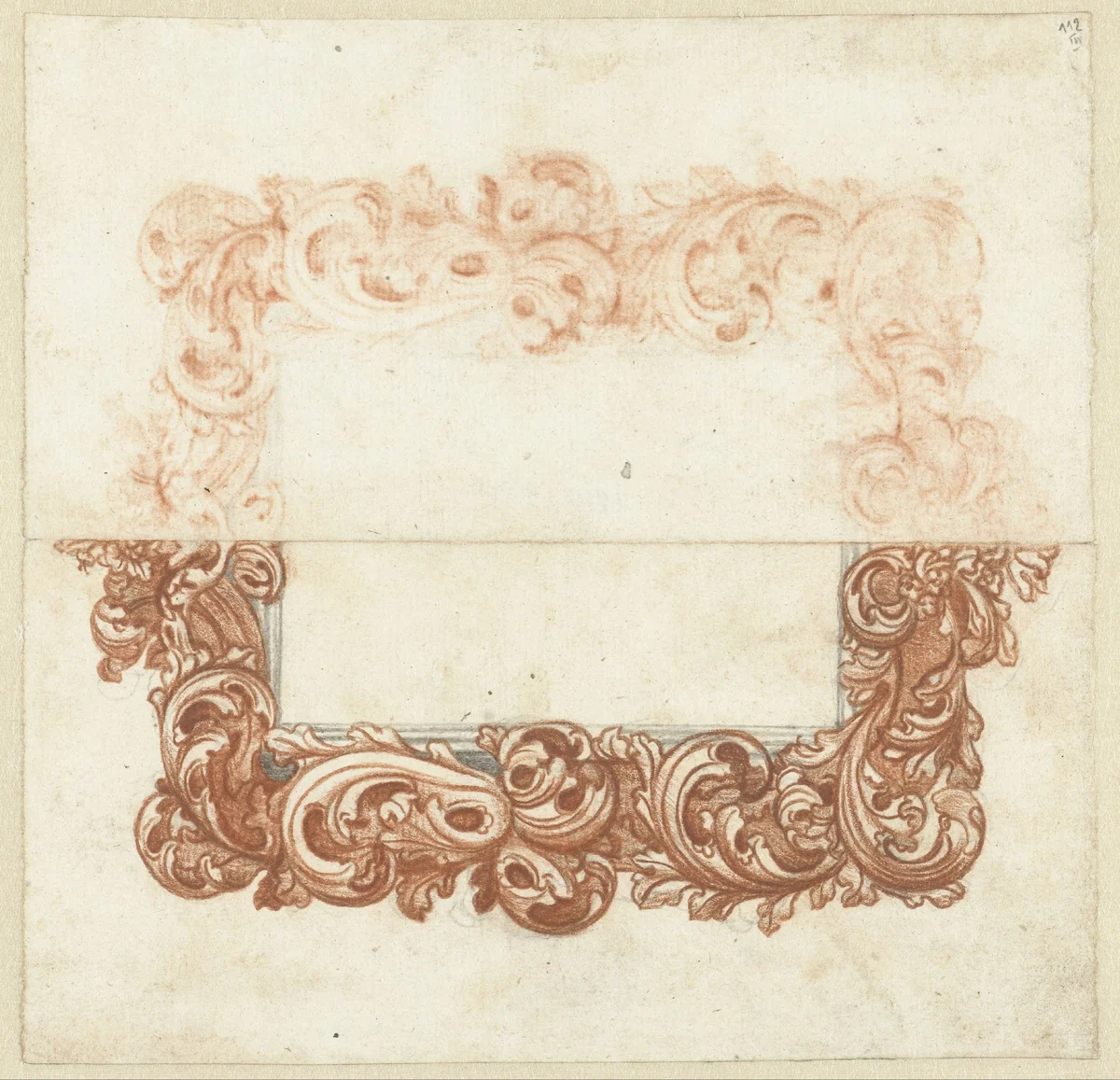 Ontwerp voor een lijst met acanthusbladeren by anonymous, drawing, 1600-1699