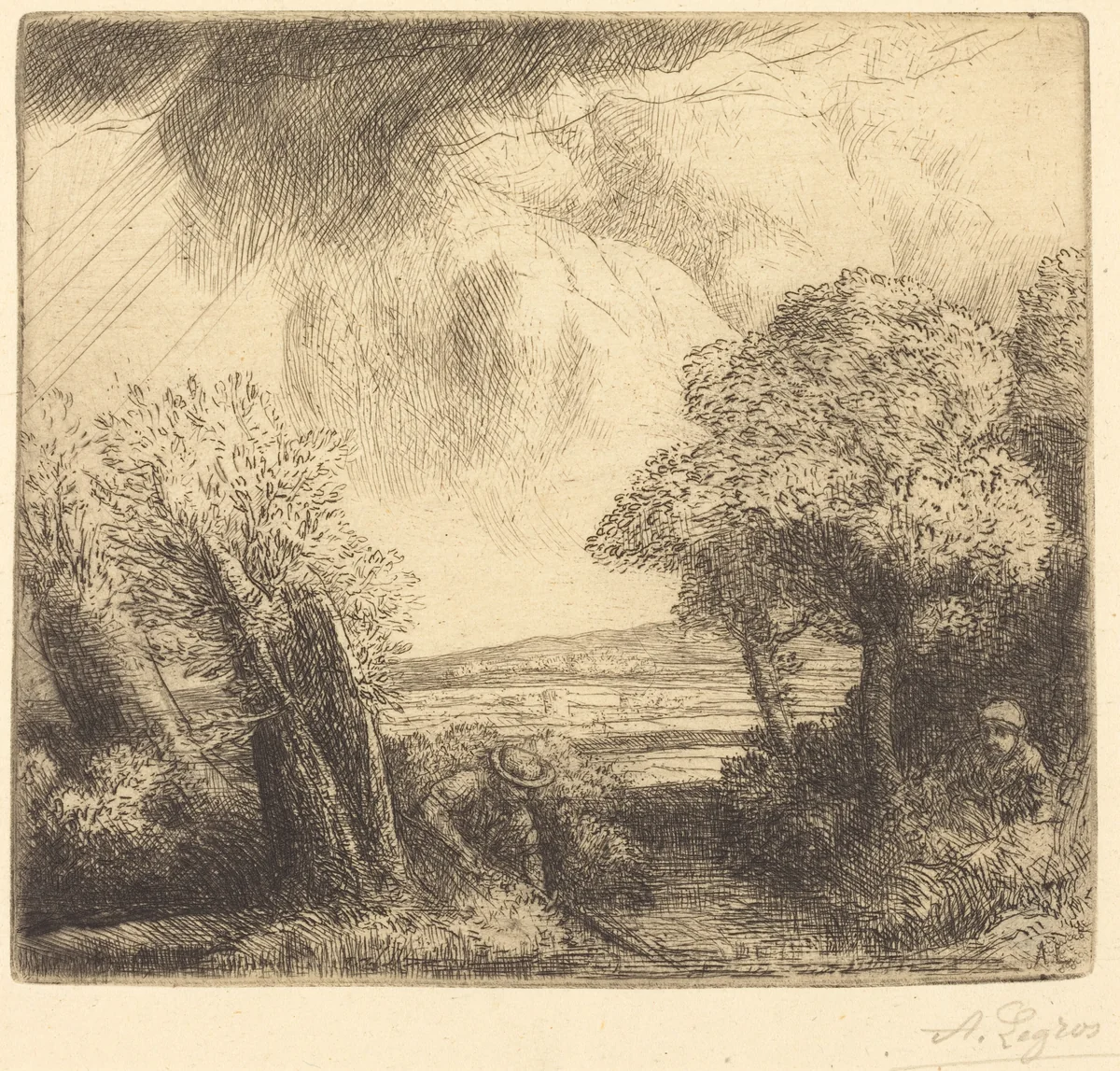 Remembrance of the Lake at Trastimene (Souvenir du lac de Trastimene) by Alphonse Legros, print, 1837-1911