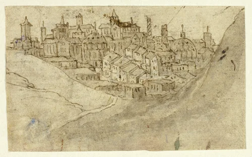 View of Hill Town by Unknown Artist, drawing, 1590-1709