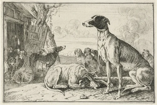 Hondenkennel by Jan van den Hecke, print, 1656