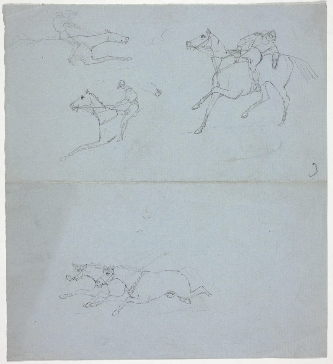 Sketches of a Jockey by George Alken or Henry Alken, drawing, 1800-1899