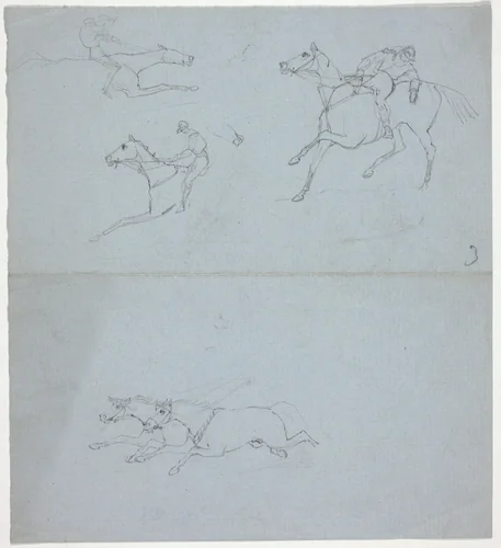Sketches of a Jockey by George Alken or Henry Alken, drawing, 1800-1899