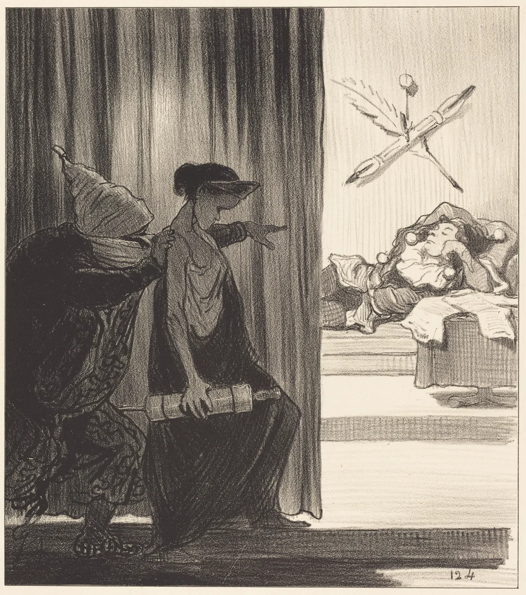 Clytemnestre poussée par mimi Véron... by Honoré Daumier, print, 1850