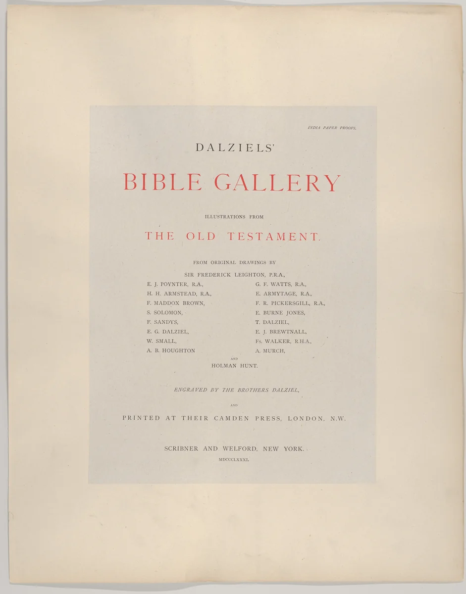 Dalziels' Bible Gallery: Illustrations from the Old Testament by Dalziel Brothers, other, 1881