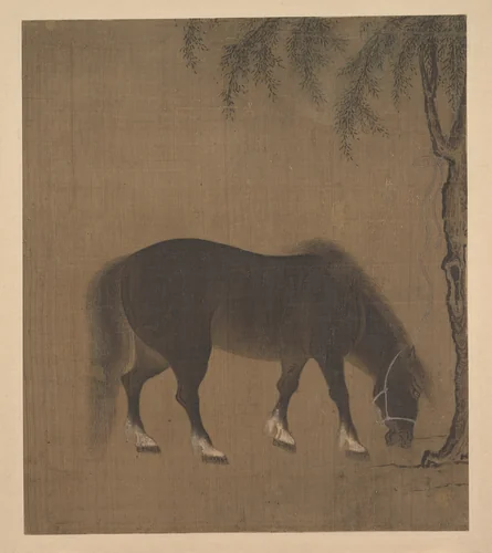 Horse and Willow Tree by Unidentified Artist, painting, 1400-1433