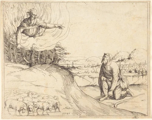 Moses and the Burning Bush by Augustin Hirschvogel, print, 1548