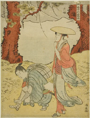 Totsuka, from the series "Mount Fuji in the Four Seasons (Shiki no Fuji)" by Torii Kiyonaga (鳥居清長), print, 1780-1790