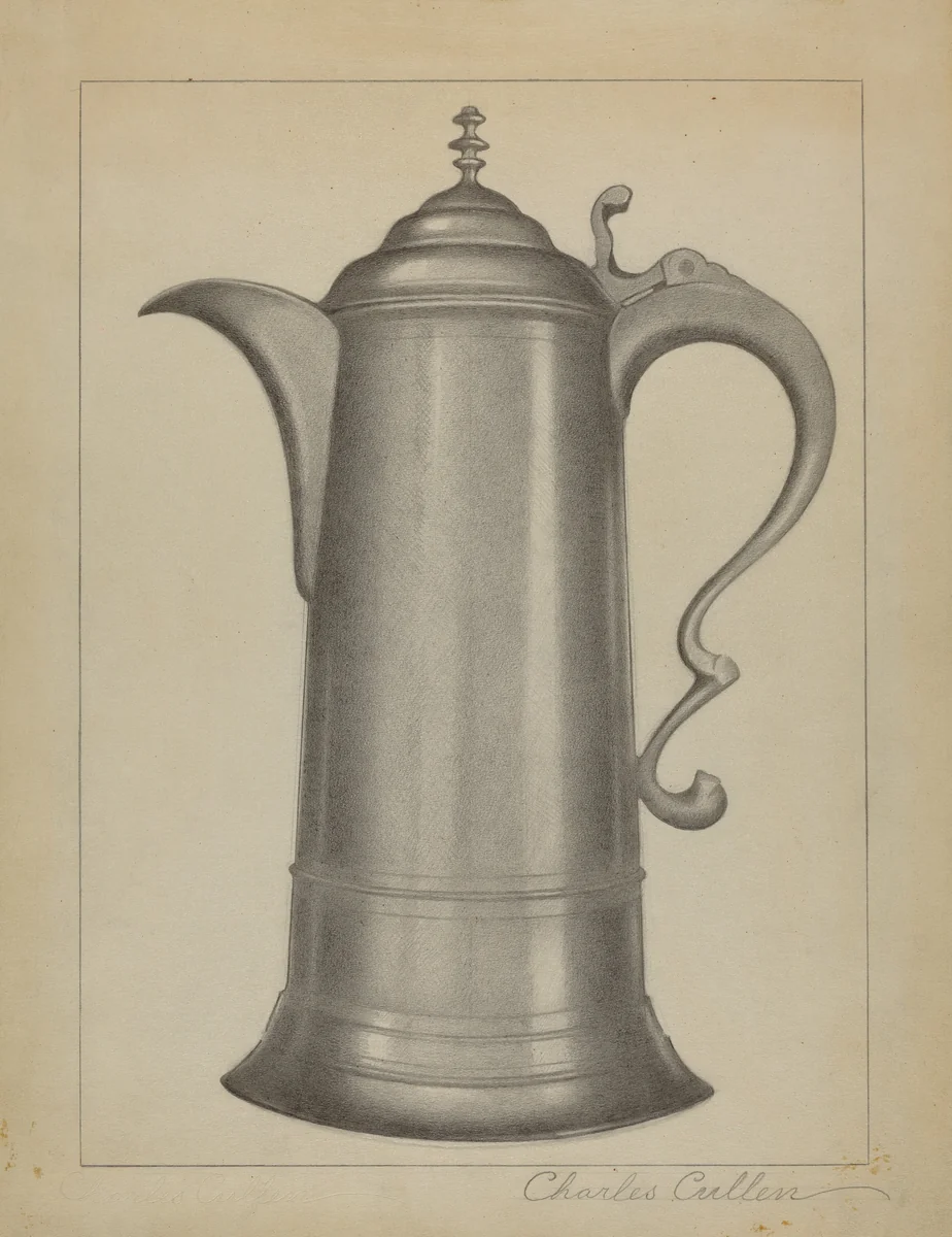 Pewter Flagon by Charles Cullen, index of american design, 1936