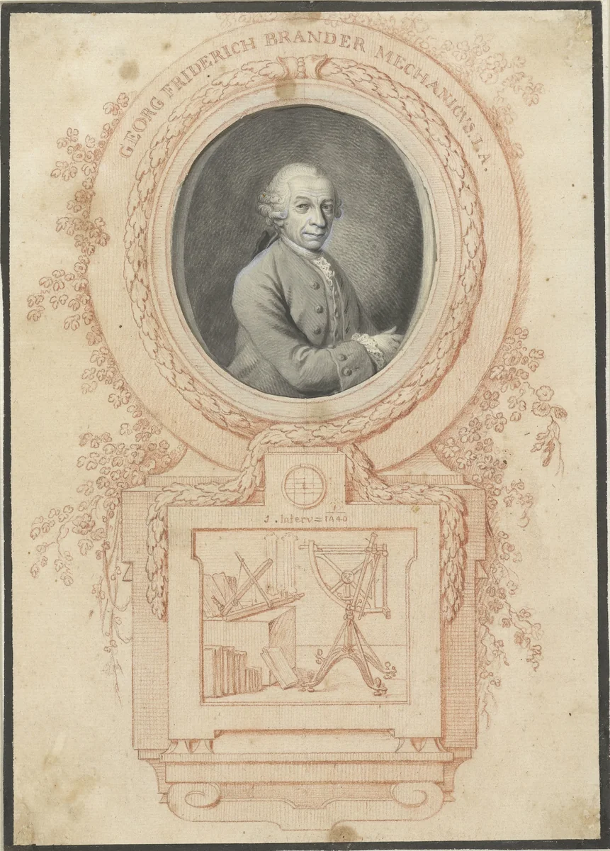 Portret van Georg Friedrich Brander by Johann Esaias Nilson, drawing, 1769-1774