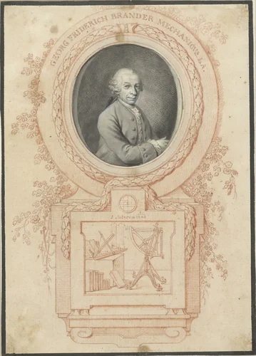 Portret van Georg Friedrich Brander by Johann Esaias Nilson, drawing, 1769-1774