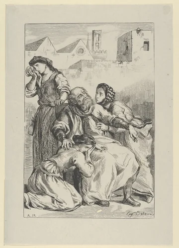 Death of Goetz von Berlichingen by Eugène Delacroix, print, 1845