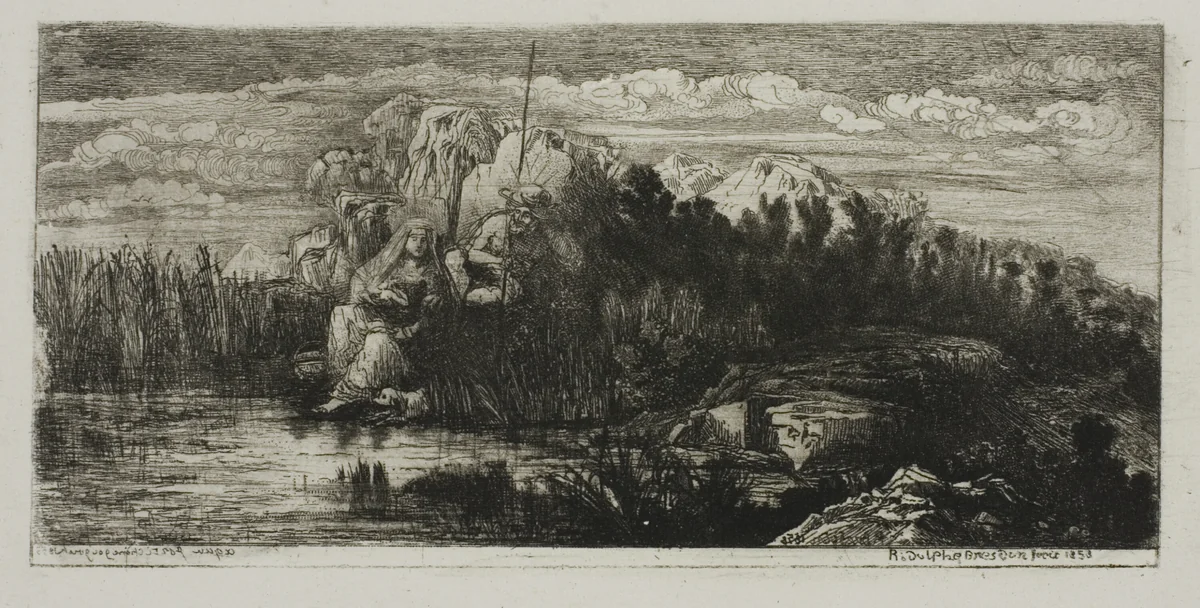 The Holy Family with Pole by Rodolphe Bresdin, print, 1858