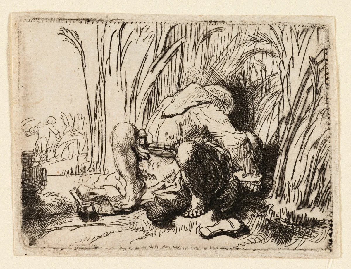 The Monk in the Cornfield by Rembrandt van Rijn, print, 1641-1651