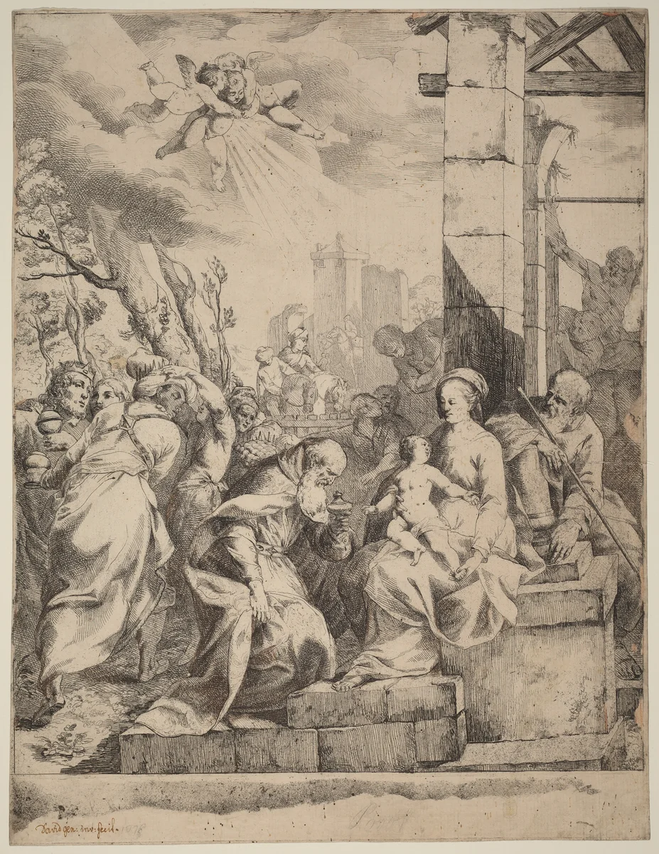 The Adoration of the Magi by Giovanni David, print, 1743-1790