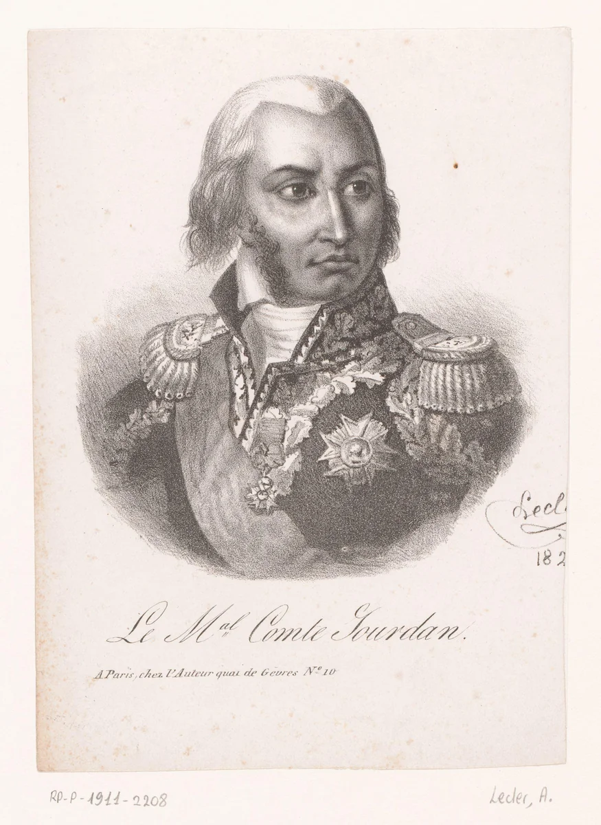 Portret van Jean-Baptiste Jourdan by Auguste Toussaint Lecler, print, 1823