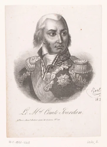 Portret van Jean-Baptiste Jourdan by Auguste Toussaint Lecler, print, 1823