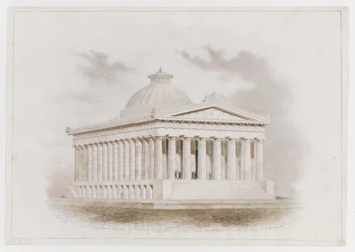 U. S. Custom House, New York (perspective) by Ithiel Town, drawing, 1834
