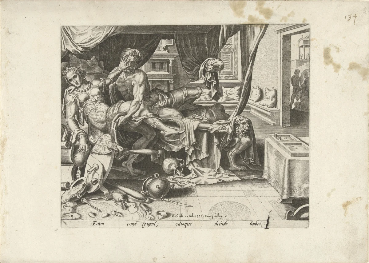 Amnon verkracht Tamar by Philips Galle, print, 1559