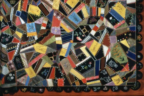 Bedcover (Crazy Quilt) by United States, textile, 1887-1888