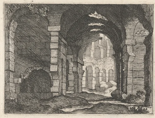 The Ruins of the Colosseum by Giovanni Battista Mercati, print, 1629