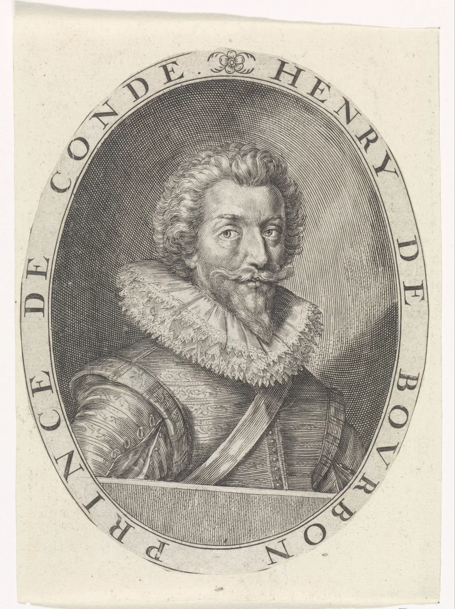 Portret van Henri II de Bourbon by Crispijn van de Passe, print, 1604-1670
