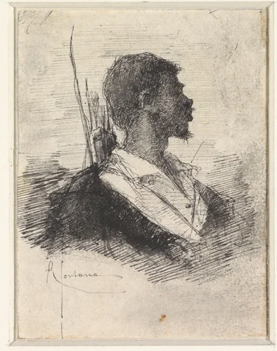 Buste van een zwarte man by Roberto Fontana, drawing, 1854-1886