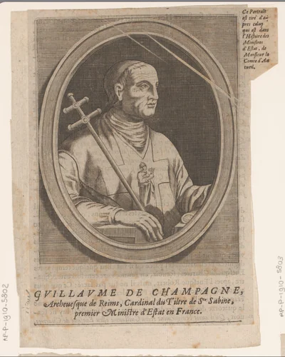 Portret van Guillaume de Champagne by Etienne Picart, print, 1660