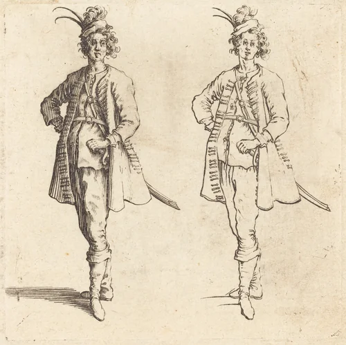 Officer, Front View by Jacques Callot, print, 1621-1624