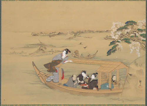 Pleasure Boat on the Sumida River by Teisai Hokuba (蹄斎北馬), painting, 1800-1844