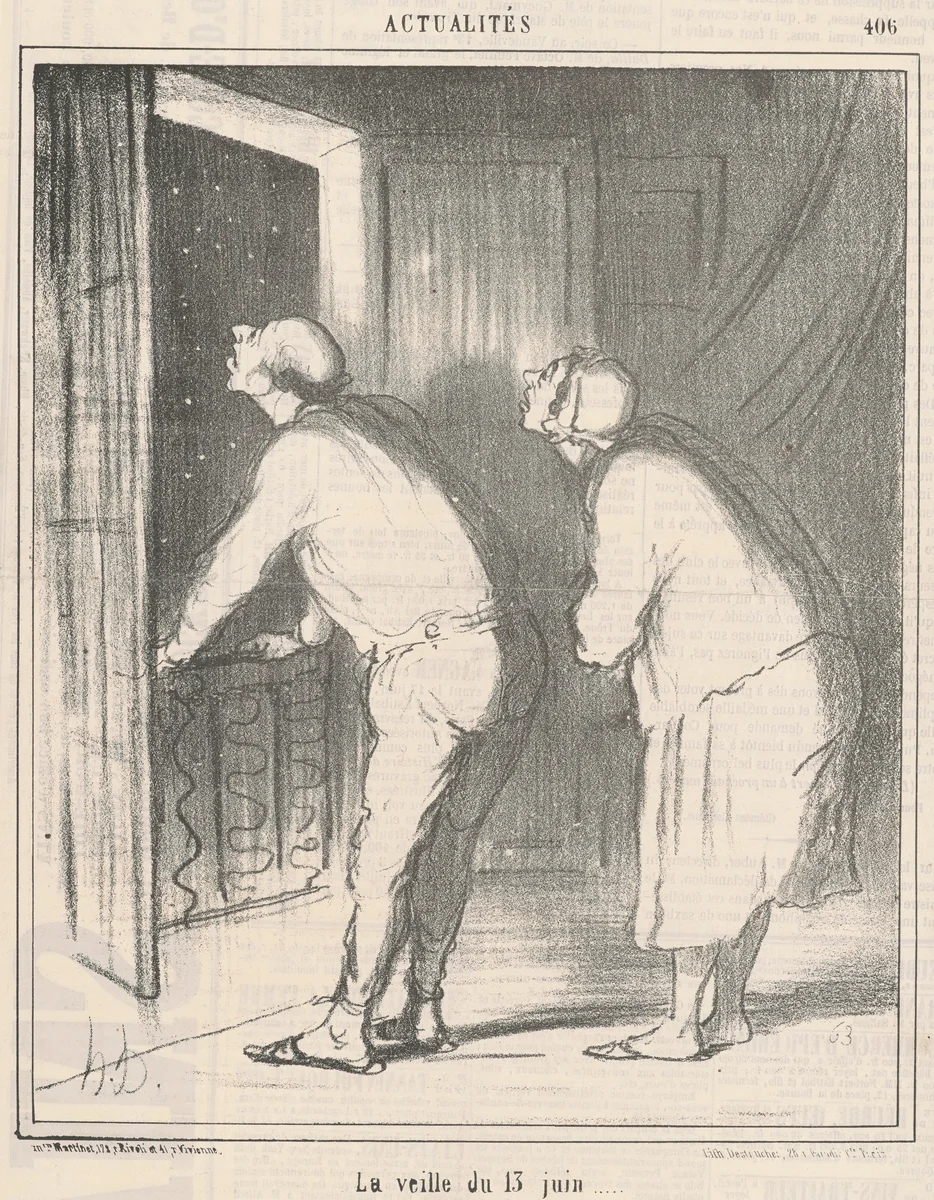 La veille du 13 Juin by Honoré Daumier, print, 1857