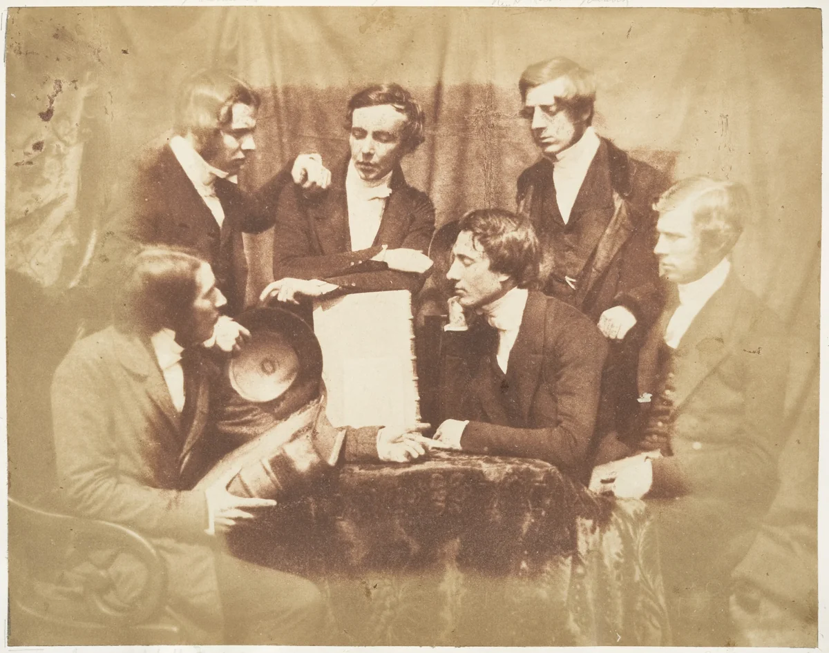 Prof. Fraser, Rev. Welsh, Rev. Hamilton, and Three Other Men by Hill and Adamson, photograph, 1843-1847
