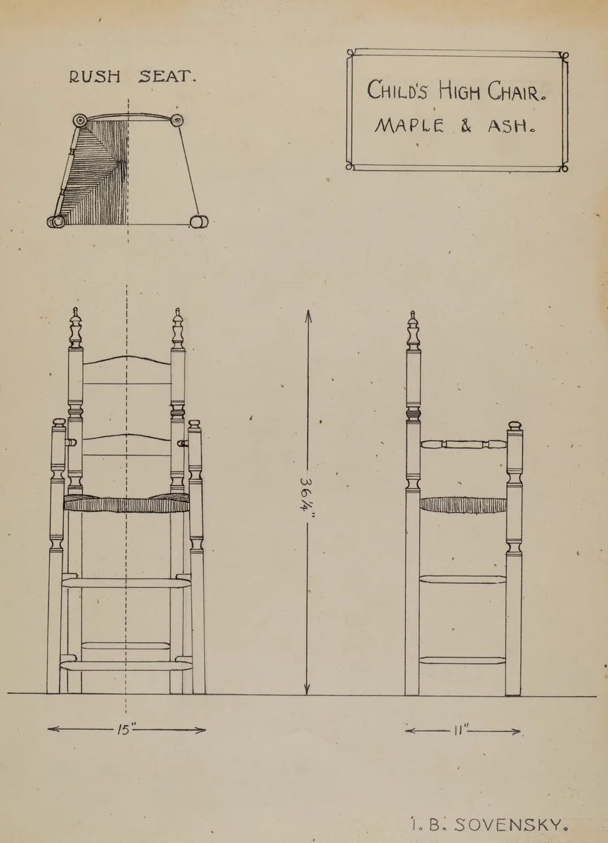 High Chair by Isidore Sovensky, index of american design, 1936
