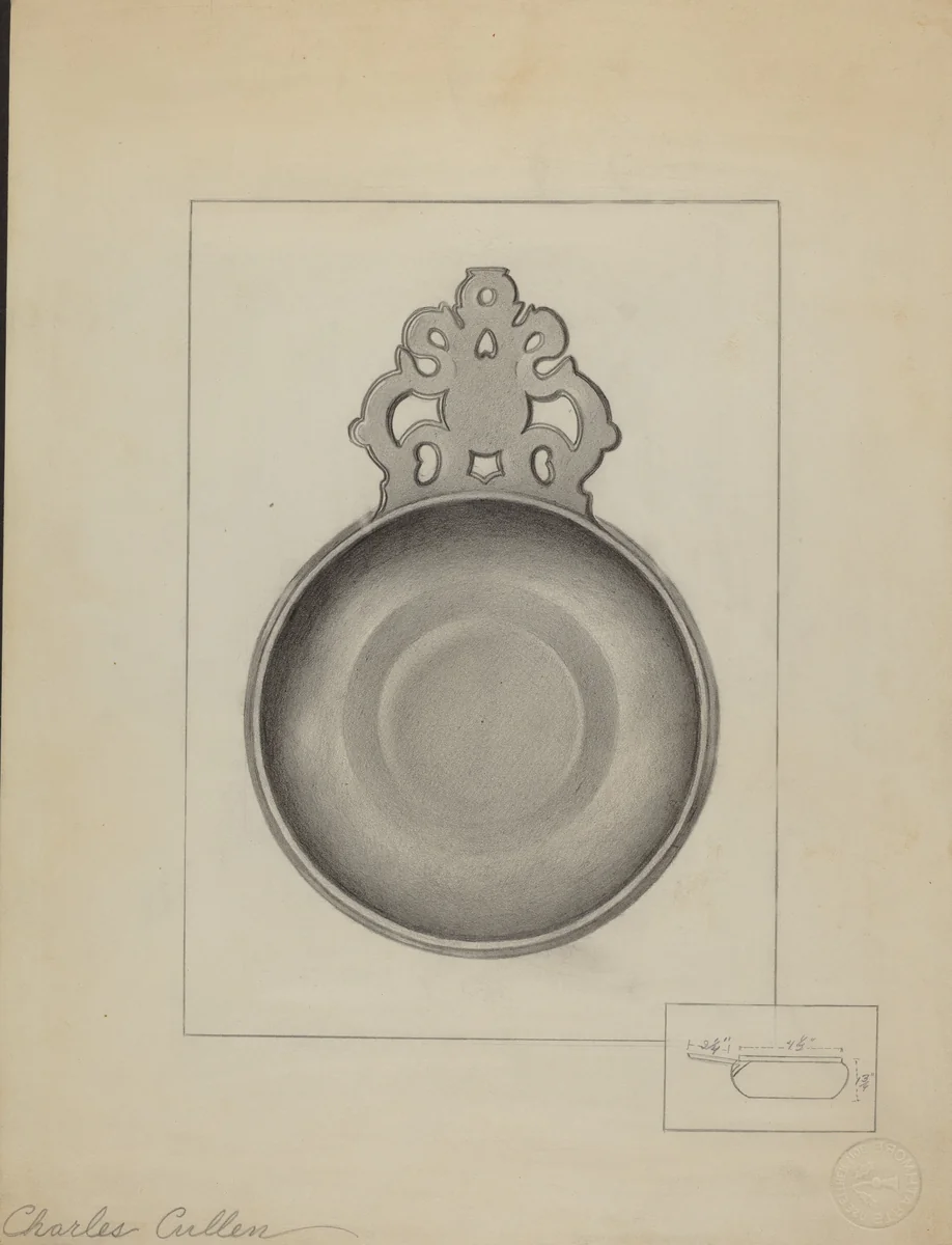 Pewter Porringer by Charles Cullen, index of american design, 1936