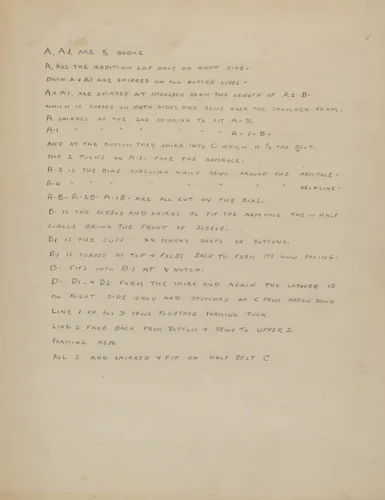 Description of a Girl's Dress by Nancy Crimi, index of american design, 1937