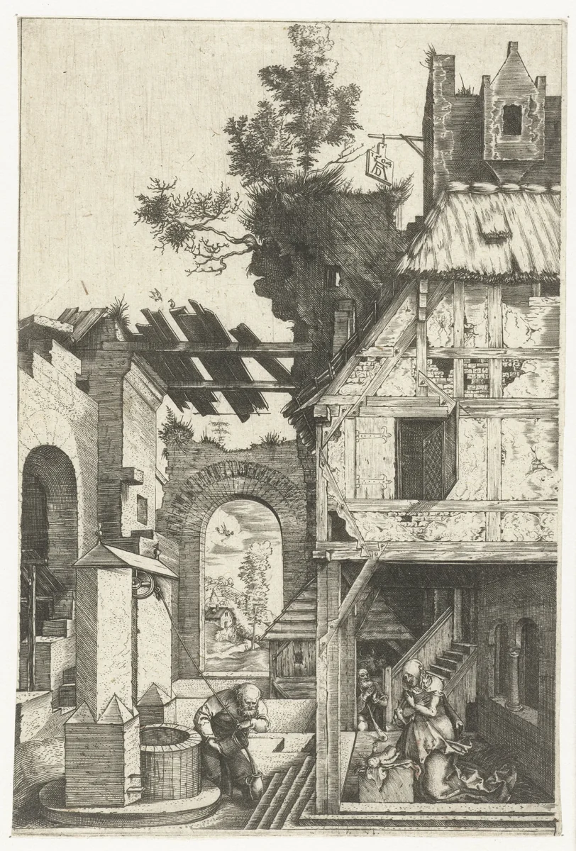 De geboorte van Christus by anonymous, print, 1504