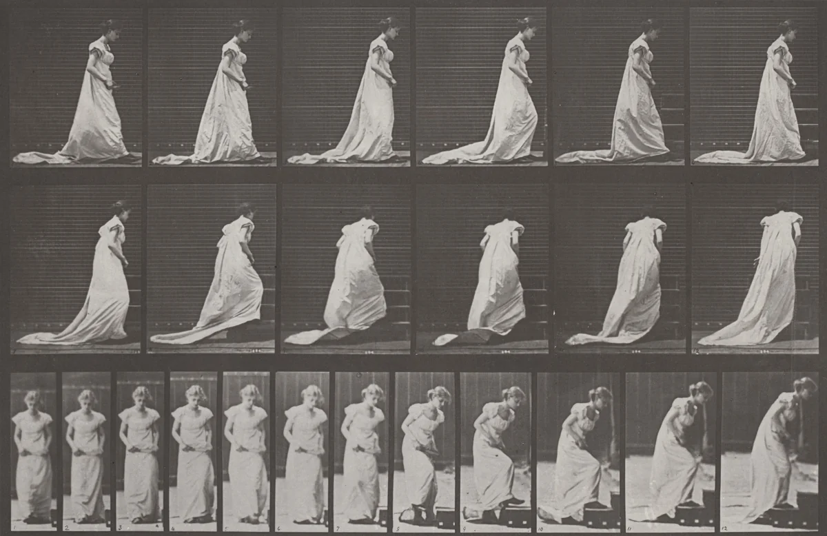 Plate Number 100. Turning and ascending stairs by Eadweard Muybridge, photograph, 1887