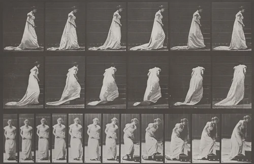 Plate Number 100. Turning and ascending stairs by Eadweard Muybridge, photograph, 1887