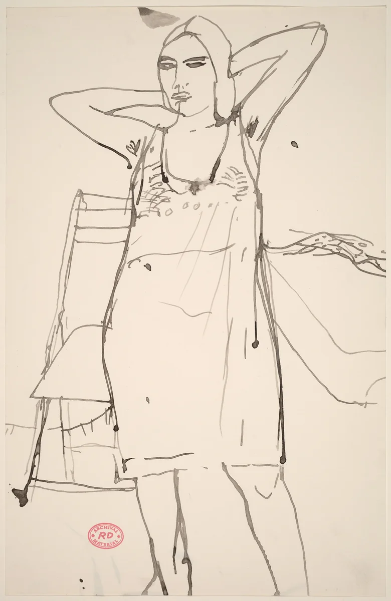 Untitled [woman standing in a negligee] by Richard Diebenkorn, drawing, 1955-1967