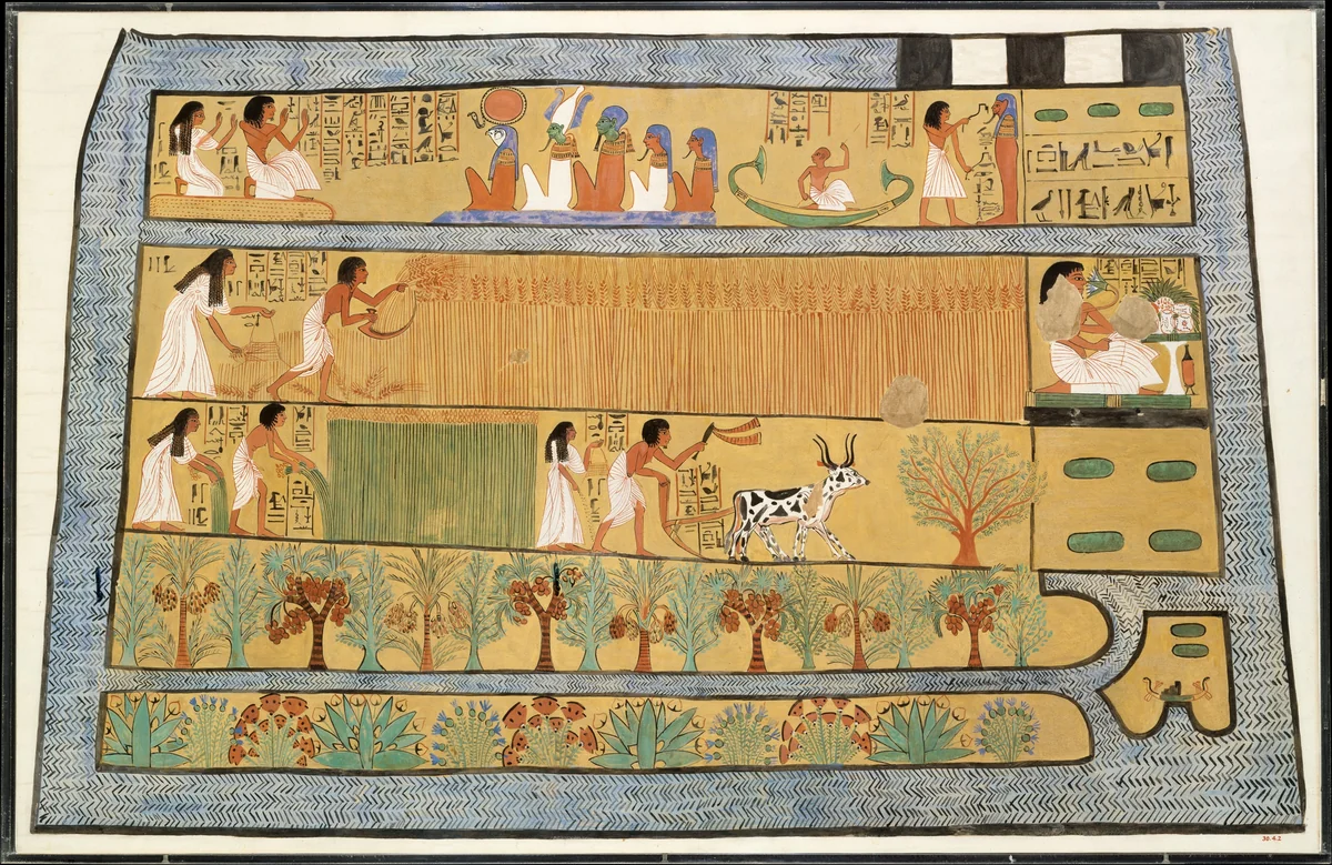 Sennedjem and Iineferti in the Fields of Iaru by Charles K. Wilkinson, artwork, -1295