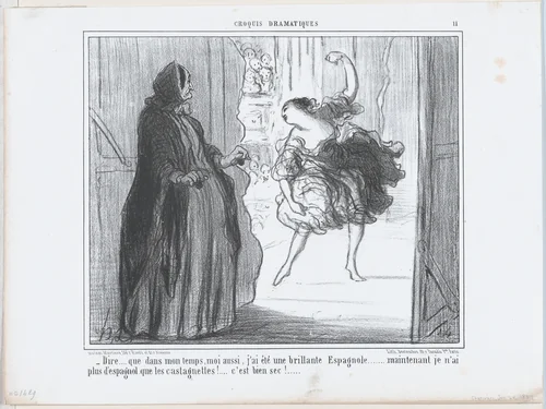 Dire que dans mon temps, moi aussi..., from Croquis Dramatiques, published in Le Charivari, January 24, 1857 by Honoré Daumier, print, 1857